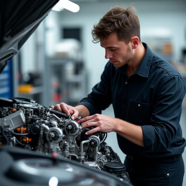 Technician working on a high performance engine in Melbourne workshop